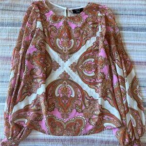 Vici Pink and Gold Graphic Relaxed Blouse